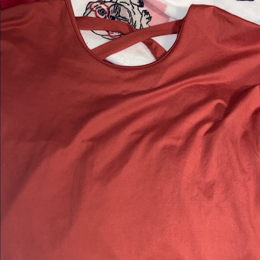 -dillard's burnt sienna short sleeve top